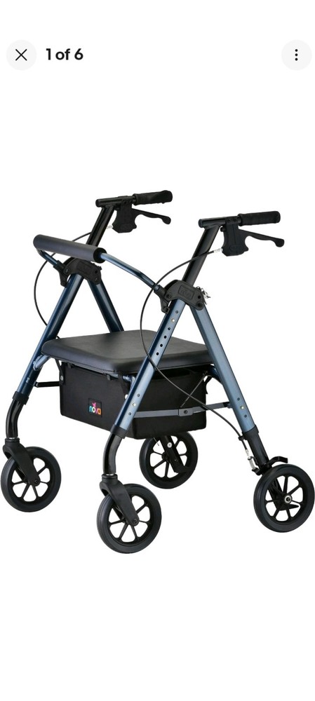 NOVA Star HVY Duty Bariatric Rollator Walker w/Wide Padded Seat – OPEN BOX BLUE
