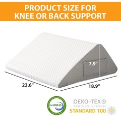 Ruqmuis Knee Pillow for Back Sleeping, 8” 23.6*18.9+7.9, White/Grey