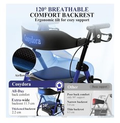 Cosydora Rollator Walker For Seniors w/ Seat Ultra Lightweight Heavy Duty 350lbs