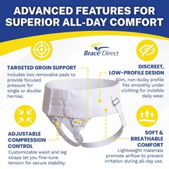 Premium Hernia Belt- Single or Double Inguinal Hernia Support Truss- Men & Women
