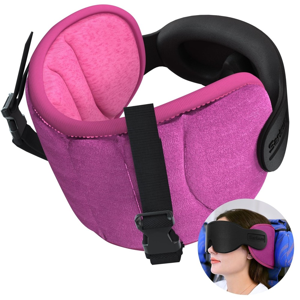SARISUN Travel Pillows for Airplanes, Work Seats with Headrest, Pink