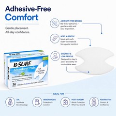 B-Sure Absorbent Pads for Light Accidental Bowel Leakage Box/24 Pads