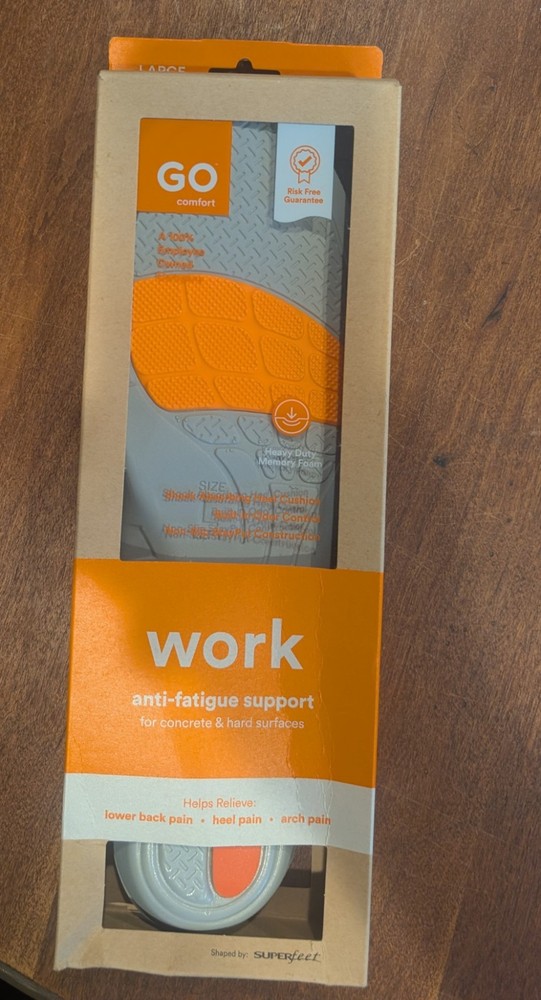 GO Comfort Work Insole Orange Large W: 12+, M: 11.5-14 Regular US U13B