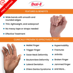 3-Point Products Oval-8 Finger Splints, Sizes 6, 7, 3 Piece Assortment, Beige