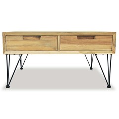 Coffee Table End Table Accent Sofa Table with 2 Drawers Solid Teak vidaXL