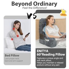 22″ XL Back Pillow for Bed Sitting Up, Reading Pillow with Built-in Arms,