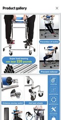 Standing Walker 8-Wheel Adjustable Height 220 lb Indoor Adult/Senior Blue/Black