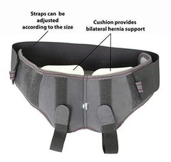 Double Inguinal Hernia Support Belt Grey Truss Brace with 2 pads .
