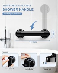 Shower Grab Bar 10″ Showers Suction Bar Handle Bathroom Safety Lock Grip Handle
