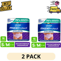 2Pack Always Discreet MaxiProtect Adult Diapers for Women S/M 16 Count