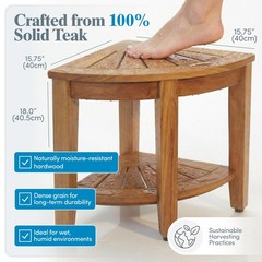 The Original 15.5″ Kai Corner Teak Shower Bench – Shower Stool with Storage S…