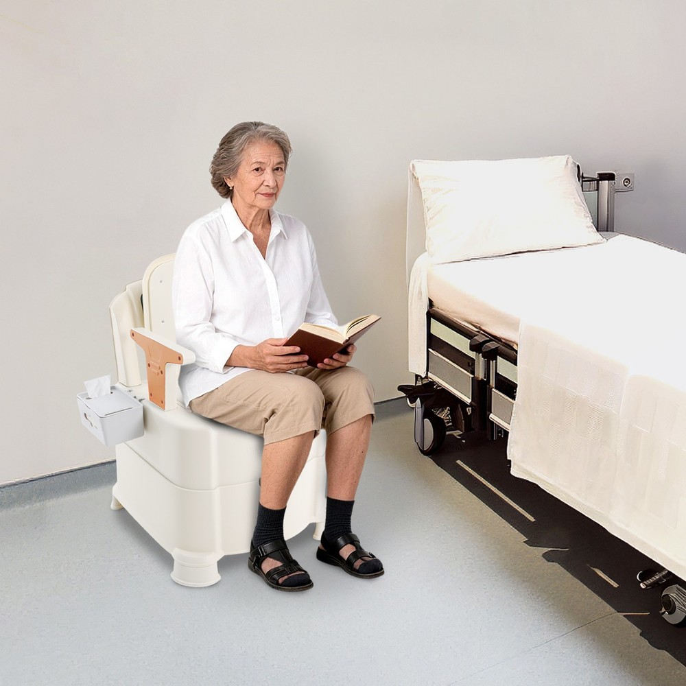 220lbs Capacity Portable Elderly Toilet, Bedside Commode, Disabled Commode Chair