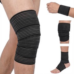 2 PCS Extra Long Elastic Knee Wrap Compression Bandage Brace , Adjustable Com…