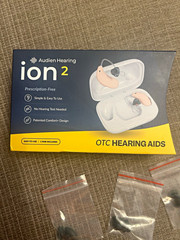 Audien Hearing ion 2 OTC Rechargeable BTE Hearing Aids w/ Charging Case Kit