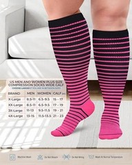 3 Pairs Plus Size 3X-Large Stripes (Pink/Cobalt Blue/Grey) – 3 Pairs