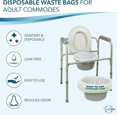 Tidycare Commode Liners for Bedside Portable Toilet Chair Bucket | Value Pack of