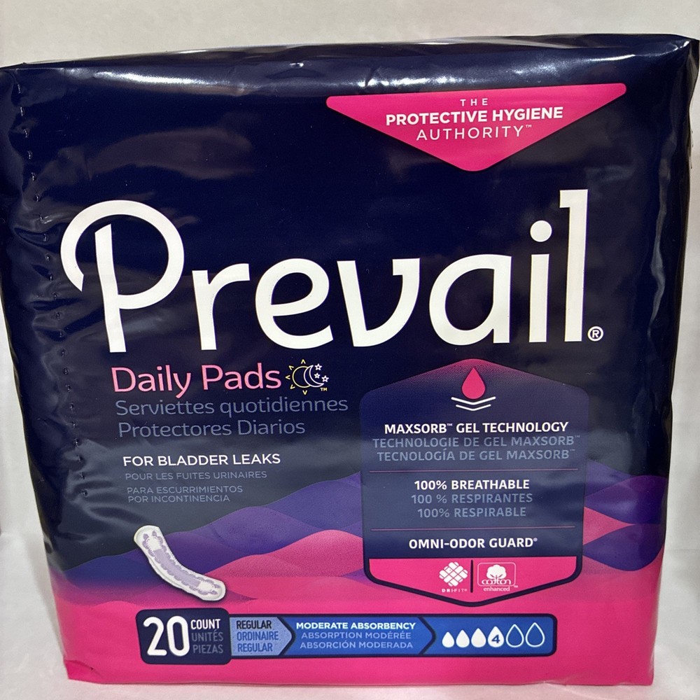 Women’s Prevail Daily Pads for Bladder Leaks – 20 count NEW