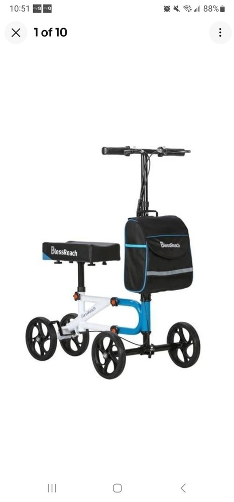 BlessReach Steerable Knee Scooter for Adults, Foldable w/ Dual Brake, Various