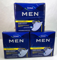 NEW TENA Men Maximum Absorbent Guard 144 Count (3×48) Incontinence Guards