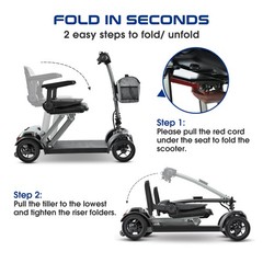 Folding Electric Mobility Scooter for Adults 4 Wheel Travel Scooter with Seat