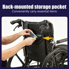 Folding Manual Transport Wheelchair 18″ Seat w/Front & Rear Locking Hand Brakes