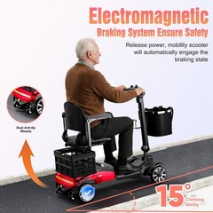 Mobility Scooter for Seniors Foldable 350lbs Heavy Duty 4 Wheel Electric Travel