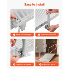 1000LBS HeavyDuty Aluminum Wheelchair Ramp 71.1×32.7in Handrails Adjustable Legs