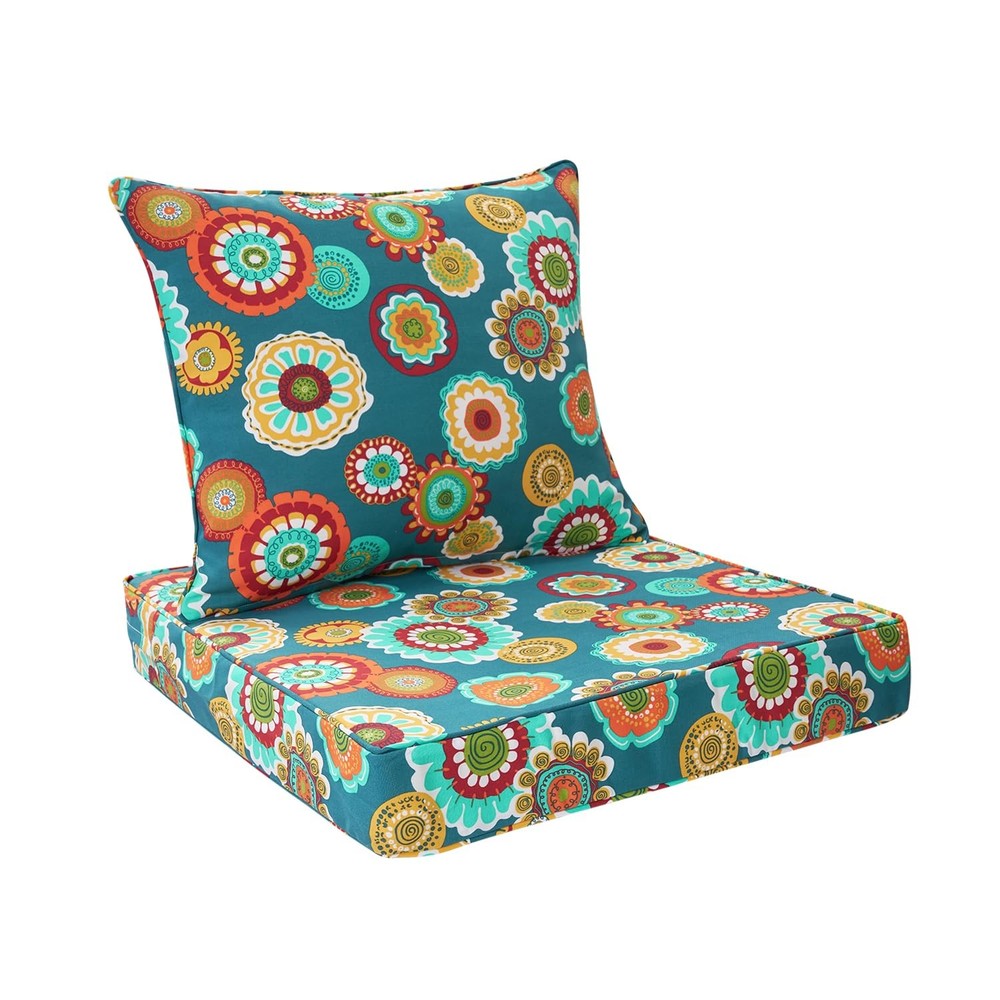 Magpie Fabrics Outdoor Deep Seat 44 inches x 44 inches, Sunfloral Green