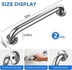 Durable 2 Pack Shower Grab Bars – 12-Inch Waterproof Safety Handles for Elderly