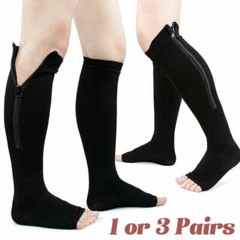 Copper Zipper Compression Socks Support Graduated Stockings Mens Women 20-30mmHg