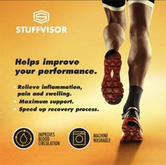 Large Stuffvisor Ankle & Foot Compression Sleeve, Socks for Maximum Support 2PK