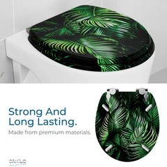 SANILO Wooden Toilet Seat Round, Adjustable (15.3-17.1 inches), Palmdream