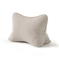 Pat. Pend. Corduroy Lumbar Support Back Pillow for Watching Standard Beige Gray