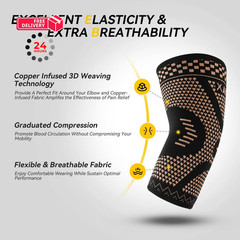 INDEEMAX Copper Elbow Compression Sleeve, 2 Pack Medium, Black