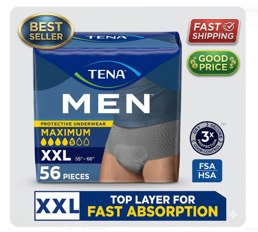 Maximum Absorbency Men Incontinence Underwear XXL 56 Count Adult Diapers
