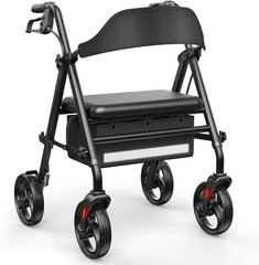 Rollator Walker with Seat, Foldable Walkers for Seniors with Seat, Thickened Fra
