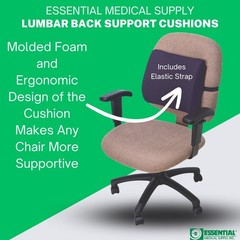 Navy Molded Lumbar Cushion With Strap For Comfort And Lower Back Support