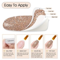 Canni Gel Polish Glitter Gel Nail Polish Set 8 Colors Champagne Silver Rose
