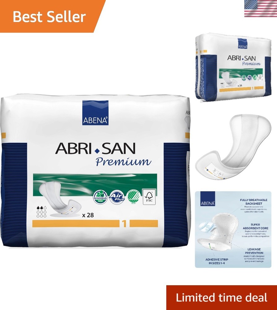 Hypoallergenic Abri-San Incontinence Pads, Light Absorbency, 28 Count