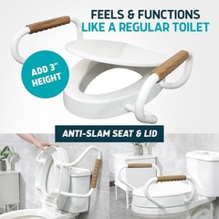 Lunderg Raised Toilet Seat with Handles Elongated 3 Inches 300lbs