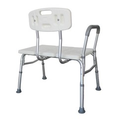 330Lb Capacity Adjustable Gray Bath & Shower Transfer Bench w/Back and Side Arm