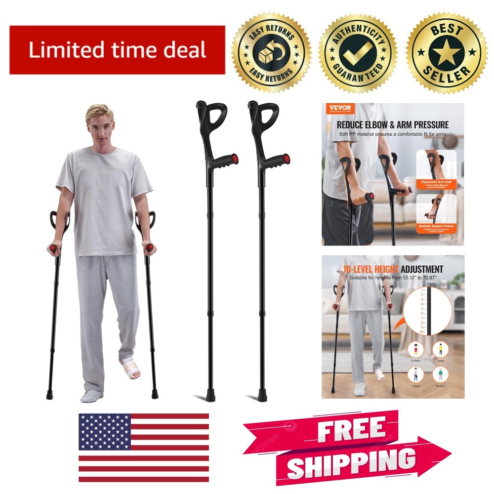 Ergonomic Forearm Crutches for Adults – Lightweight, Non-Slip, 350LBS Capacity