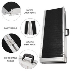6ft Folding Aluminum Mobility Scooter Carrier Wheelchair Ramp 72″ x 28″ 600lbs
