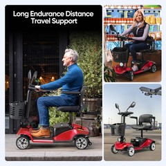 4 Wheels Mobility Scooter Electric Big Space for Overweight Adult W/ Rear Mirror