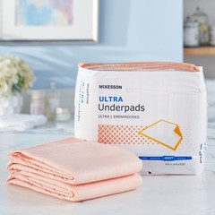 McKesson Ultra Underpads, 30 X 30 Inch (Pack of 10), Peach Backsheet