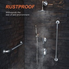 Satin Brushed Nickel Shower Grab Bars 24 Inch w/Anti-Slip knurled Grip