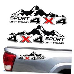 4X4 Off Road Sport with Mountain Pattern Decal Stickers 2Pcs, Black-and-red