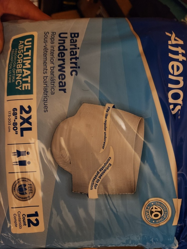 Attends Bariatric Underwear 2XL 12 Count New Sealed
