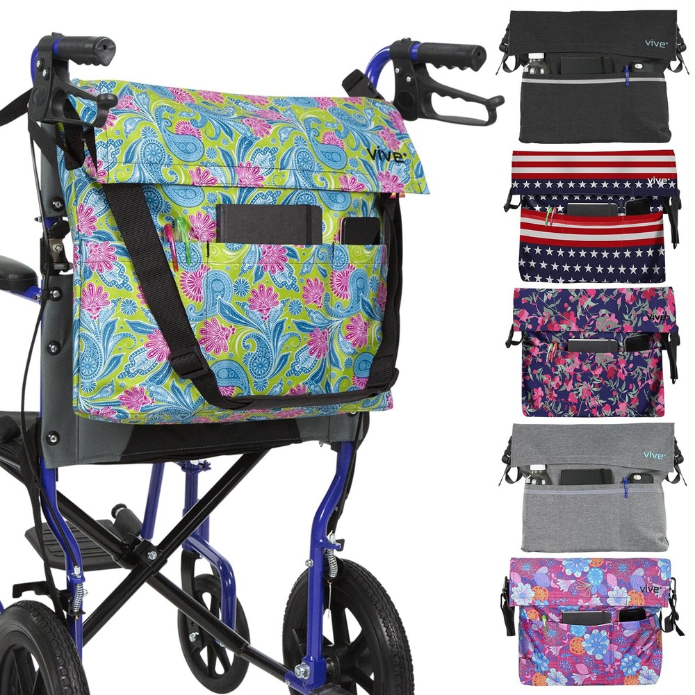 Vive XL Wheelchair Accessories Bag – 1 Count (Pack of 1), Green Paisley