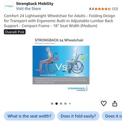 Strongback Mobility – Comfort 24 Lightweight Wheelchair for Adults NEW IN BOX